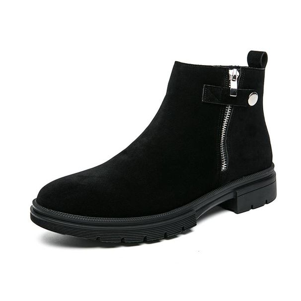 New Fashion Retro Martin Boots Men's Thick Sole Lace-up Business Leather Men's Boots Round Toe Thick Sole High Top Leather Boots Chelsea Short Boots_vogvips.com