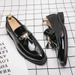 New Fashion Men's Brown Business Casual Loafer Shoes Daily Office Black Buckle Monk Men's Shoes One Foot Cover Banquet Dress Wedding Leather Shoes_vogvips.com
