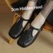 Cameido Women's French Vintage Square Toe Mary Janes Chunky Heel Spring Knitted One - Strap Buckle Deep - Mouth Shoes_vogvips.com