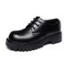 Derby Shoes Men's Paris Mickey Round Head Big Head Casual Leather Shoes Platform Height Black Matte_vogvips.com
