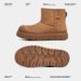 BUFFNY Winter Snow Boots For Men & Women – Suede Round Toe Slip-On Casual Boots With Thick Sole, Warm Faux Fur Lining, Anti-Slip Rubber Outsole_vogvips.com