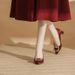 Women's Shoes Wedding Party Pointed High Heels Women's Thick Heels Red Chinese Fashion Shoes All Match Bridal Wedding Shoes Single Shoes_vogvips.com