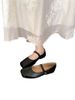 2025 Autumn New Silver Square Head Shallow Mouth For Spring And Summer Gentle Fairy Flat Bottom Grandma Women's Single_vogvips.com