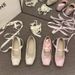 Flat Ballet Lace-Up Single For Women 2025 Autumn Winter Bow Mary Jane Loafers Granny Boat Shoes_vogvips.com