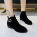Plus Size Short 35-43 Women British Casual Suede High Heels Martin Fashion Women's Shoes Autumn Winter Boots_vogvips.com