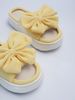 Summer Yellow Bow Linen Slide Slippers, Breathable Anti-Slip Thick Soft Sole, Women Home & Outdoor Open Toe Slides_vogvips.com