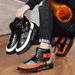 Men's Winter Cotton Shoes - Casual High-Top Martin Boots With Slip-Resistant Sole, Waterproof PU Leather & Elastic Lacing For Comfort_vogvips.com