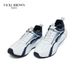VICKI BROWN Men's Brown Color Block Leather Sneakers, Comfort Cushioned Non Slip Outdoor Casual Walking Shoes_vogvips.com