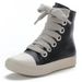 Women Ankle Boots For Woman's Lace-Up Round Toe High-Tops Platform Vulcanize Shoes Lovers Thick Shoelace Casual Sneakers_vogvips.com