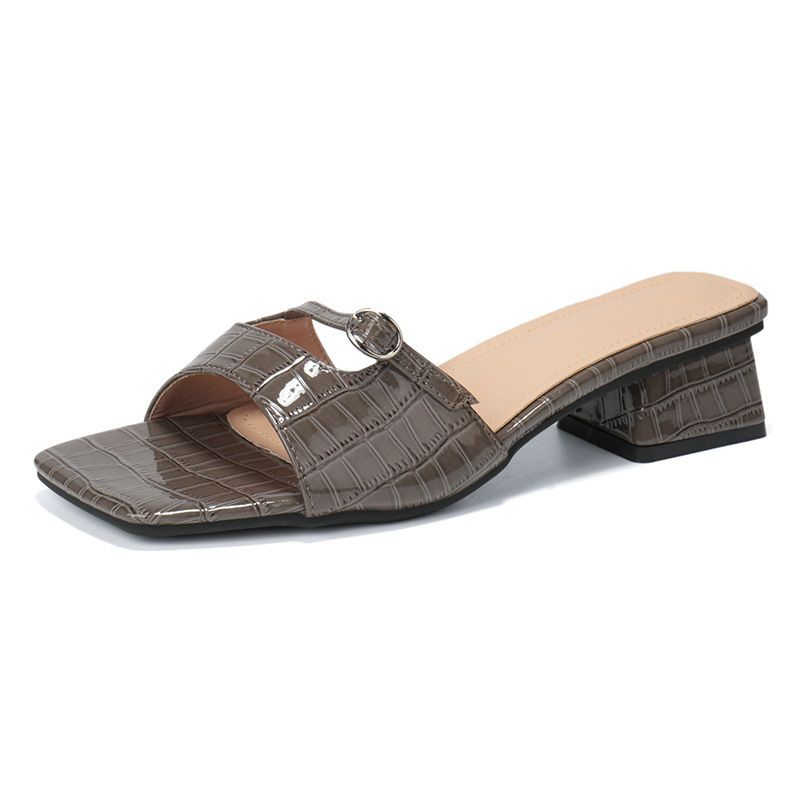Cross Border New Style Ladies Pointed Toe On Sandals Thick Heels Suitable For Wearing Outside With Anti Slip Leather_vogvips.com