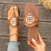 New Plus Size Fashionable Flat Bottomed Sandals With Round Toe And Metal Buckle Flip Flops_vogvips.com