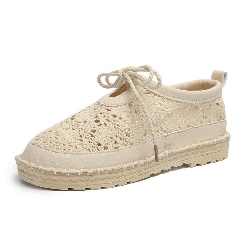 Soft Soled Forest Style Niche Mesh Shoes, Hollowed Out Breathable Cotton And Linen Sandals, Women's Thick Soles, Summer_vogvips.com