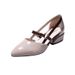 Elegant Versatile Hollow One-Strap Buckle Soft Leather Closed-Toe Sandals For Women Summer Mid-Heel Korean Style Pointed_vogvips.com