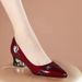 Spring And Autumn New Thick Heels Comfortable Flowers Shallow Mouth Fashion Mom Women's Square Button Single Shoes_vogvips.com