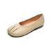 Round Head Single Shoes Women's Flat-bottomed Pleated One-pedal Retro Grandma Shoes Soft-soled Mary Jane Shoes_vogvips.com