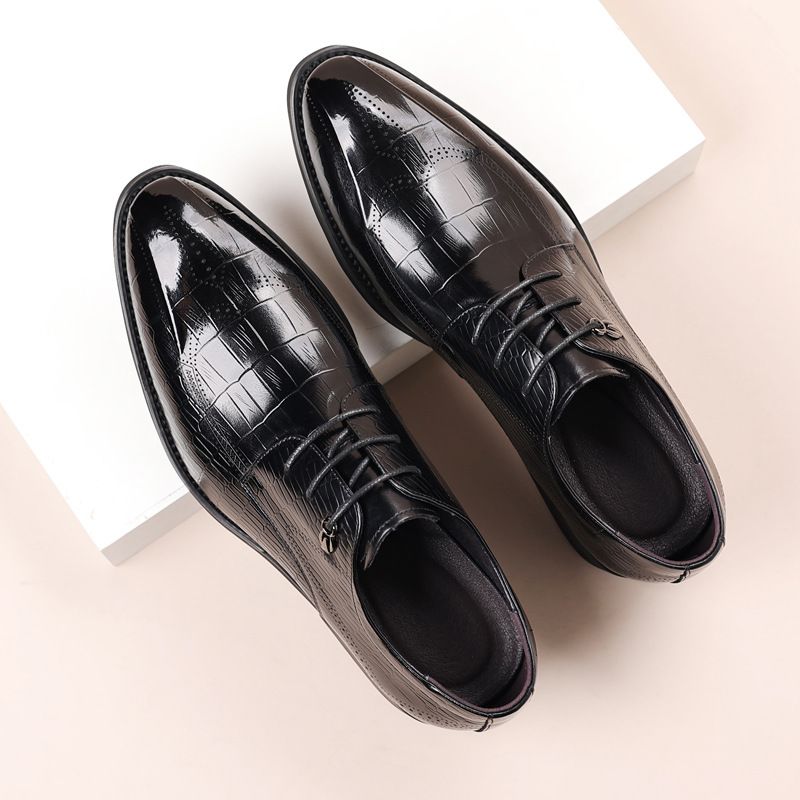 New men's business dress leather shoes leather high-end brogues wedding men's shoes head layer leather shoes_vogvips.com