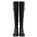 Sheii Su Yinyin Annual Combat ~ Round Toe Wrinkled Thick Heel Mid-Calf Women's Riding Boots_vogvips.com
