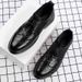 Euro Step Crocodile Pattern Leather For Men Business Brogue Carved Men's British Style Casual Slip-On Autumn Groom Wedding Shoes_vogvips.com