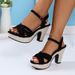 Chunky Heels Waterproof Platform Round Head Open Toe Sandals Sexy Buckle Party High Heels_vogvips.com