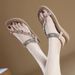 W676-3 New Summer 2025 With Rhinestones Comfortable Casual Beach Round Toe Flat Sandals_vogvips.com