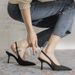 High Heels Women Thin Heel Pointed 2025 Early Spring New ZA Same Sating Material Closed Toe Backless Sandals Y2K Style_vogvips.com