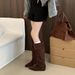 2025 New Suede Hidden Wedge Western Cowboy Slouchy Long Slimming Flat Over-the-Knee Women's High Boots_vogvips.com