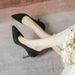 Student Etiquette High Heels Spring And Autumn Stiletto Pointed Comfortable Mid Heel Black Suede Professional Work_vogvips.com