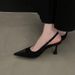 Pointed Peep Toe Sandals For Women Summer Dress Shoes With Small Strap Thin Heel High Heels Black White_vogvips.com