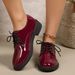 British Style Women's Lace-Up Loafers Plus Size Round Toe Dress Shoes Retro Style Spring Collection Size 43 Black Low Heel_vogvips.com