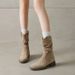 2025 New Khaki Martin Spring And Autumn Slouch Wrinkled Single Mid-Calf Western Cowboy Boots For Women_vogvips.com