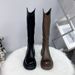 Zhao Lusi Long 2024 High Tube Thick Sole Riding Horse Hoof Heel Motorcycle Boots For Women Height Increasing Slimming_vogvips.com