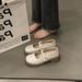 Soft Mary Jane For Women, Flat Sh, 2026 Spring New Style, White Loafers To Pair With Skirts, Gentle Little Leather_vogvips.com