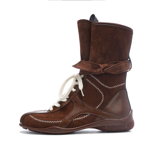 Lan Cabinet Version ~ Height Increasing Duck Hunting For Women, Ins Style Versatile Color Block Lace-up Boxing Boots,_vogvips.com