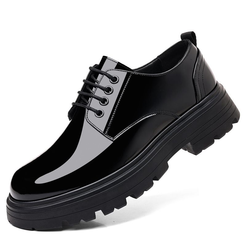 Men's Thick Sole Dress Shoes Oxfords Leather Wedding Shoes_vogvips.com