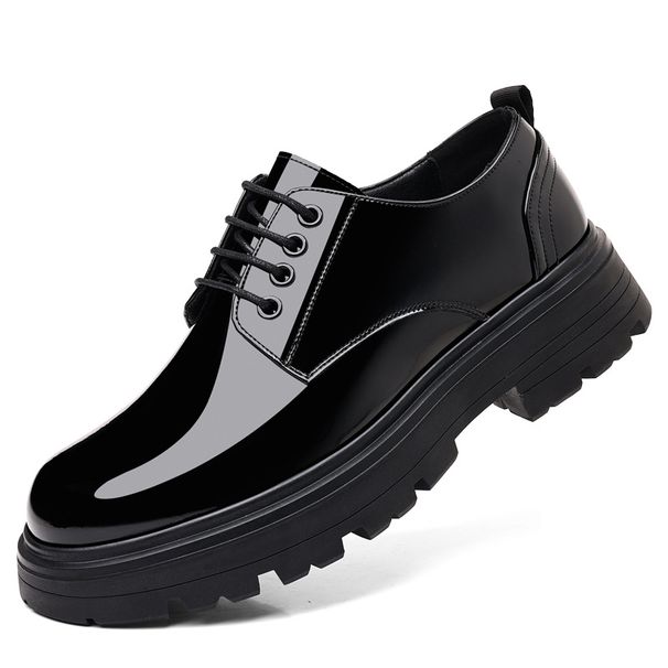 Men's Thick Sole Dress Shoes Oxfords Leather Wedding Shoes_vogvips.com