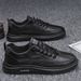 New Spring Autumn Sports Casual Leather Men's Board Shoes Black Anti Slip And Waterproof Chef Labor Protection_vogvips.com