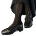 Mary Zhen 2025 Spring New French Style Black Straw Square Head Coarse Follow Up Shoes With Skirt_vogvips.com