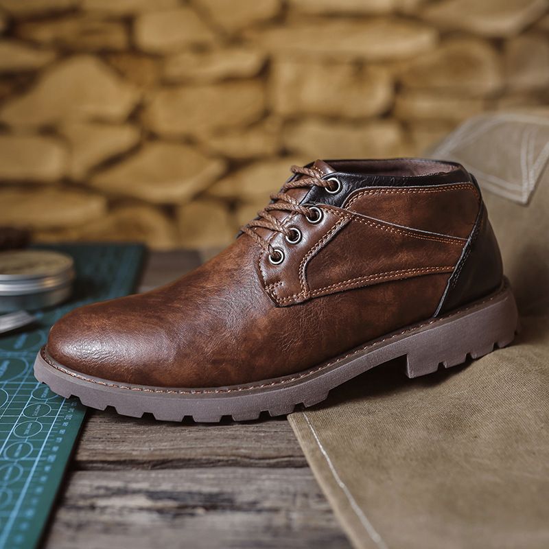 Martin Boots Men's Tooling Boots High-top Shoes Men's Short Boots Retro Casual Leather Boots_vogvips.com