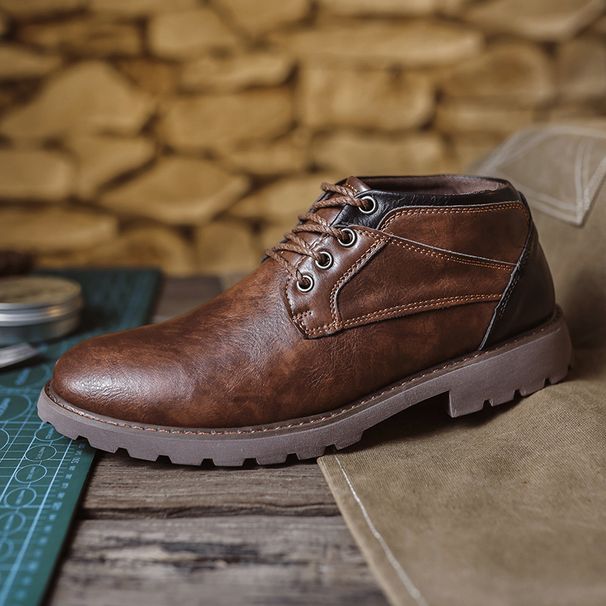 Martin Boots Men's Tooling Boots High-top Shoes Men's Short Boots Retro Casual Leather Boots_vogvips.com