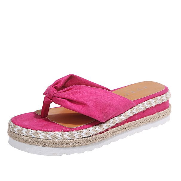 Women's Shoes Spring And Summer New Large Size Suede Herringbone Women's Thick Soled Slippers_vogvips.com