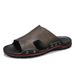 Men's Summer Trendy Slip And Anti Odor Slippers, Men's Cool Slippers Made Of Genuine Leather, Worn In A Straight Line_vogvips.com