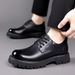 Fashion Men's Derby Spring New Large Thick Sole Business Leather Height Increasing Shoes Glossy_vogvips.com