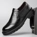 2026 Autumn New Business Casual Leather Men's Hand Grip Pattern Round Head Set Single Thick Soled Shoes 2355_vogvips.com