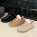 2025 Women Thick Soled Sports Shoes Suede Lace Up Flat Shoes Thick Soled Casual And Comfortable Lightweight Shoes Warm_vogvips.com