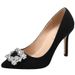 Girl Rhinestone Stiletto High Heels Pointed Toe Suede Shoes Women's Professional Formal Work Wedding Red Black Single Shoes_vogvips.com