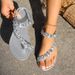 New Summer Flat Round Toe Crystal Strap Sandals & Slides - Perfect For Beach And Everyday Wear_vogvips.com