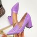 Purple Pointed Thick Heel High Heels Women's Patent Leather Loafers Design Retro Elegant Single Shoes New Fashion Commuter Shoes_vogvips.com
