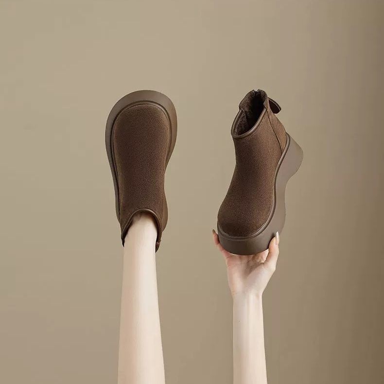 Versatile Snow Boots For Women 2025 Winter New Thick-soled Cotton Shoes With Fleece Burken Ankle Boots_vogvips.com