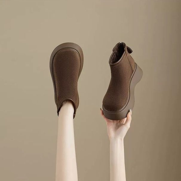 Versatile Snow Boots For Women 2025 Winter New Thick-soled Cotton Shoes With Fleece Burken Ankle Boots_vogvips.com