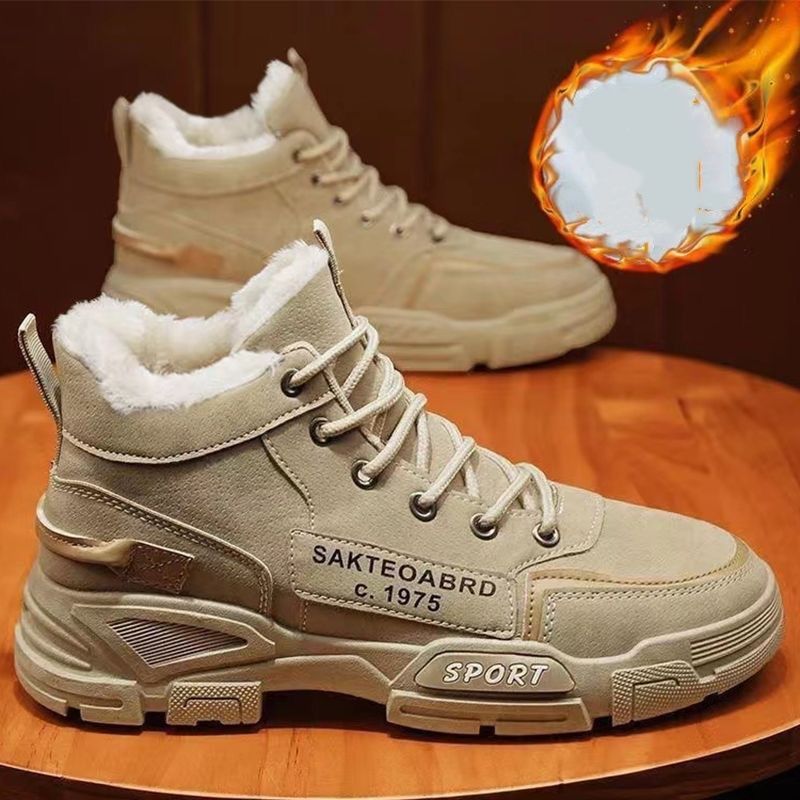 Winter Men's Work Shoes Are Trendy And Versatile, With Thick And Warm Cotton Shoes And Ankle Boots_vogvips.com